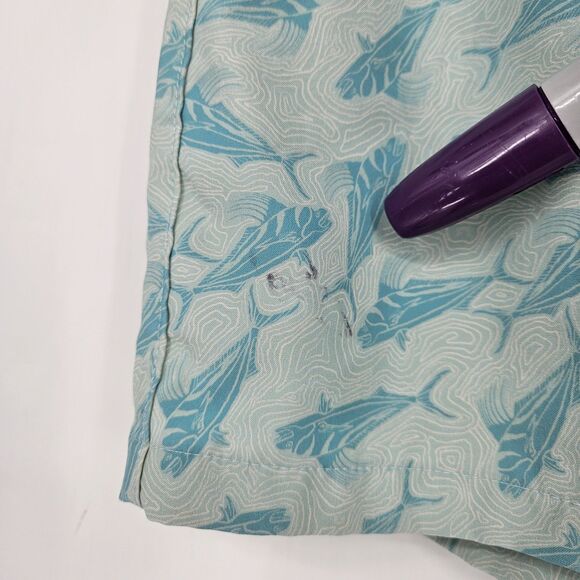 Huk Shorts Mens Large Swimming Trunks‎ Lined Fishing Summer Green All Over Print - Picture 4 of 14